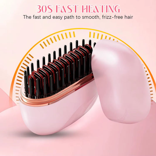 2026 New Mini Straightener Rechargeable Portable Hair Straightener Brush Anti-Scald Shell Cordless USB Charging Straighteners